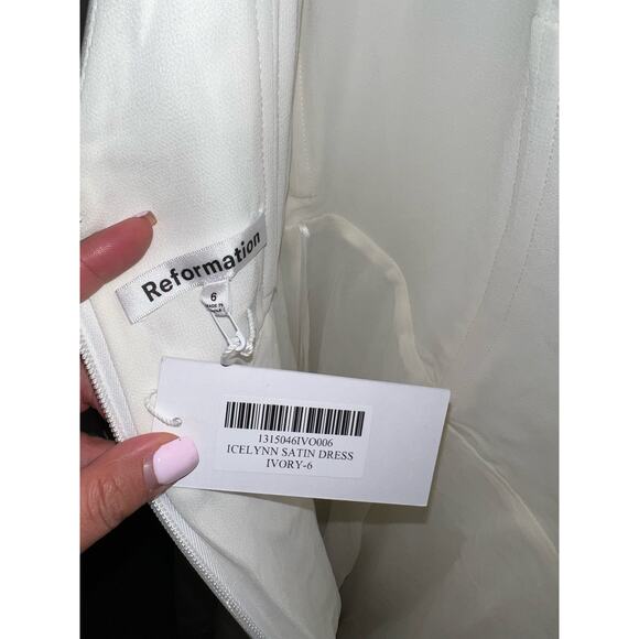 Reformation Icelynn Satin Dress Ivory NWT size 6 - Picture 5 of 15